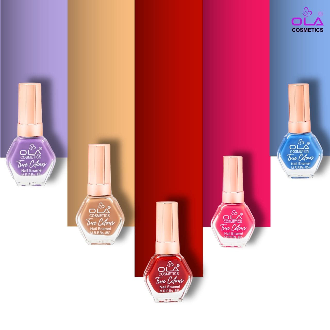 OLA Cosmetics True Colours Nail Enamel 24 Shade Box