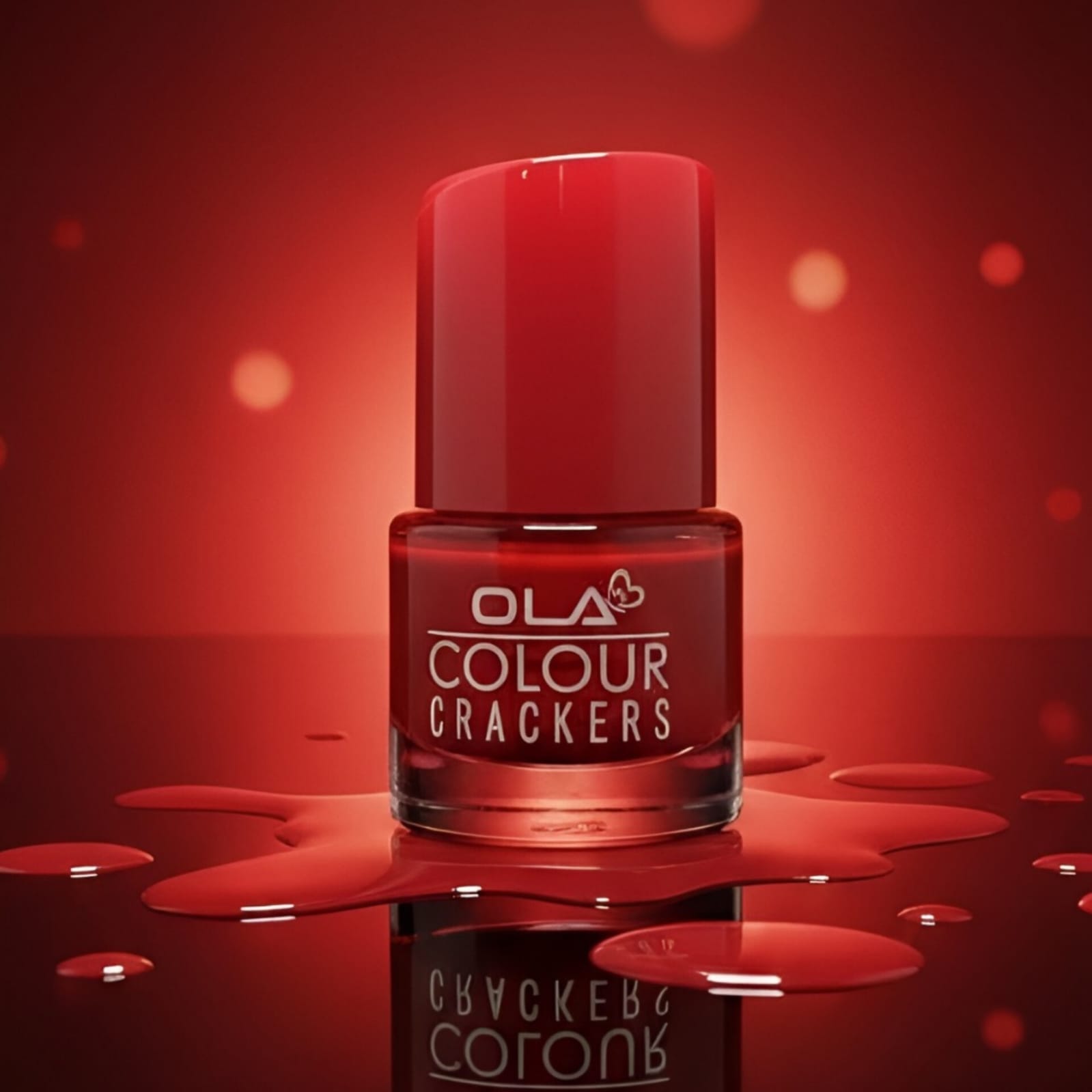 OLA Colour Crackers High-Shine Glossy Nail Polish - Vibrant Red (Long-Lasting & Quick Dry)
