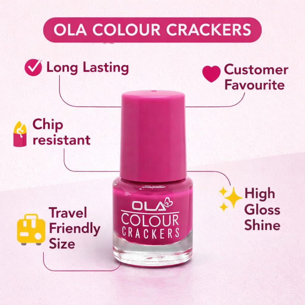 OLA Colour Crackers Nail Polish – High Gloss, Long Lasting & Chip Resistant | 36 Pcs Box